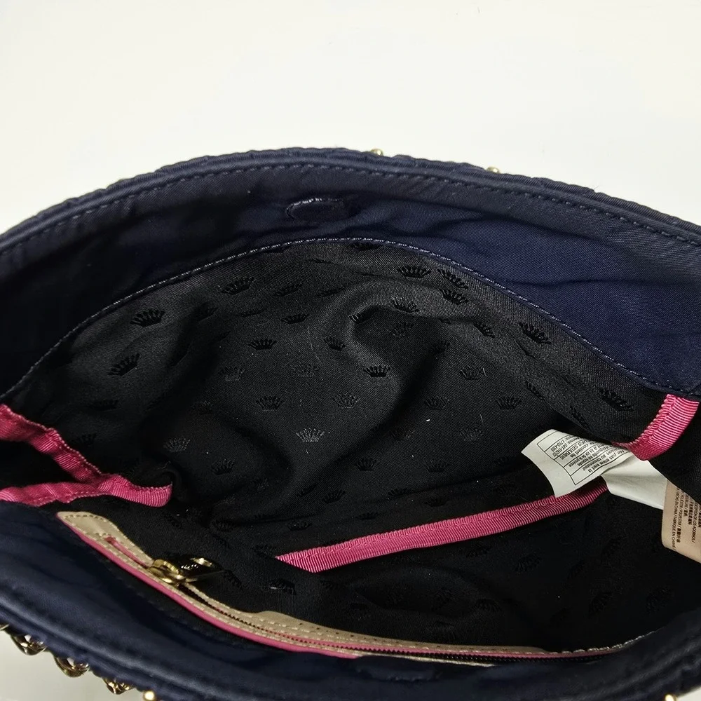 Juicy Couture Navy‎ Quilted Studded Crossbody Bag Chain Gold Monogram Tassel